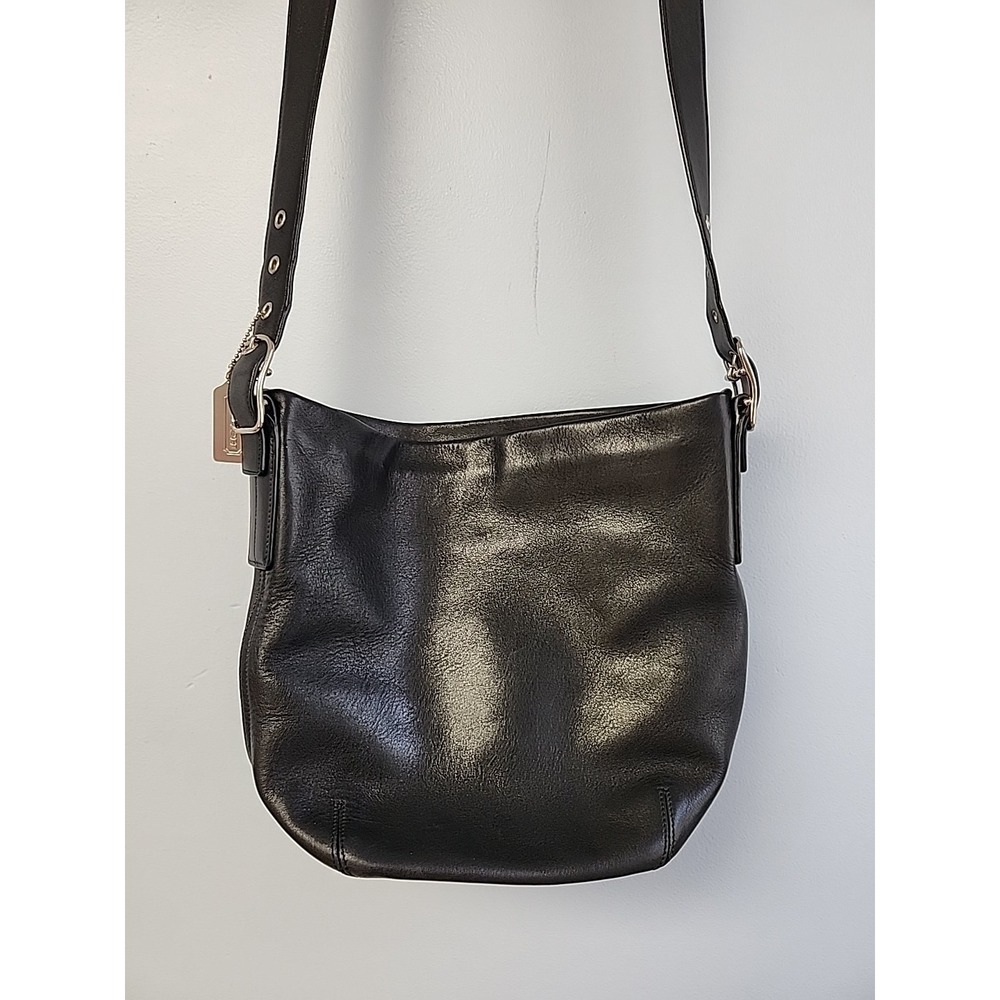 Exc Cond Vintage Coach Soho Bucket Duffle Legacy Purse Black leather Style 9186 - Picture 2 of 11